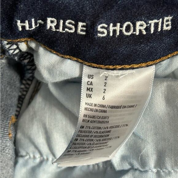 American Eagle 360 Super Stretch Hi-Rise Denim Shorts Distressed Size 2 - Picture 8 of 11